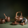 Bule com Pega Madeira 600ml Castanho - Japandi