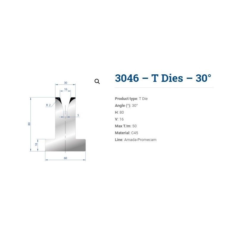 MATRIZ 30º V16 H=80 L=835MM (3046)