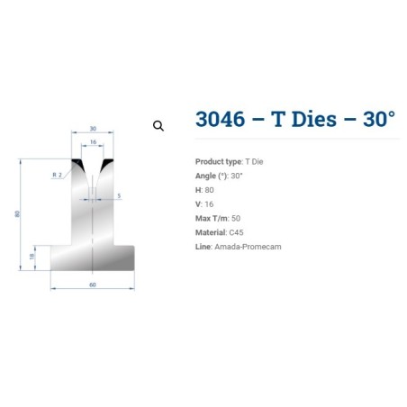MATRIZ 30º V16 H=80 L=835MM (3046)