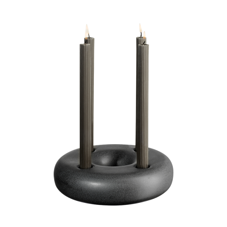Portavelas 22cm Negro - Stone