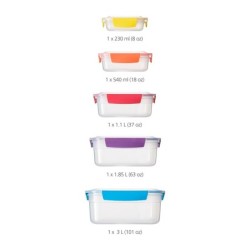 Multi-size Storage Container Sets (5Un) - Nest Lock