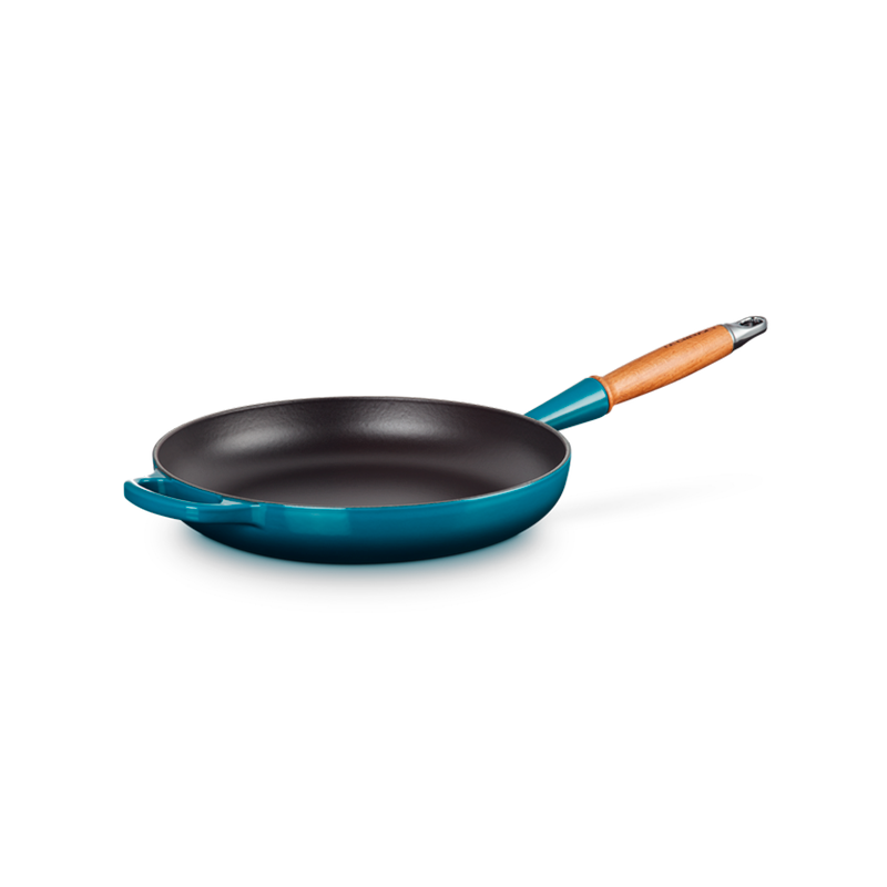 Low Frying Pan Wooden Handle Deep Teal 28cm - Signature Low Frying Pan Wooden Handle Deep Teal 28cm - Signature