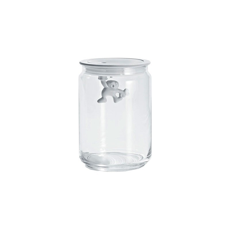Frasco com Tampa Hermética Branco 900ml - Gianni a little man holding on tight Frasco com Tampa Hermética Branco 900ml - Gianni a little man holding on tight