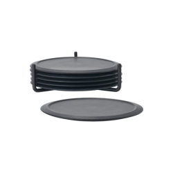 Coasters with Holder 6Un Black - Singles