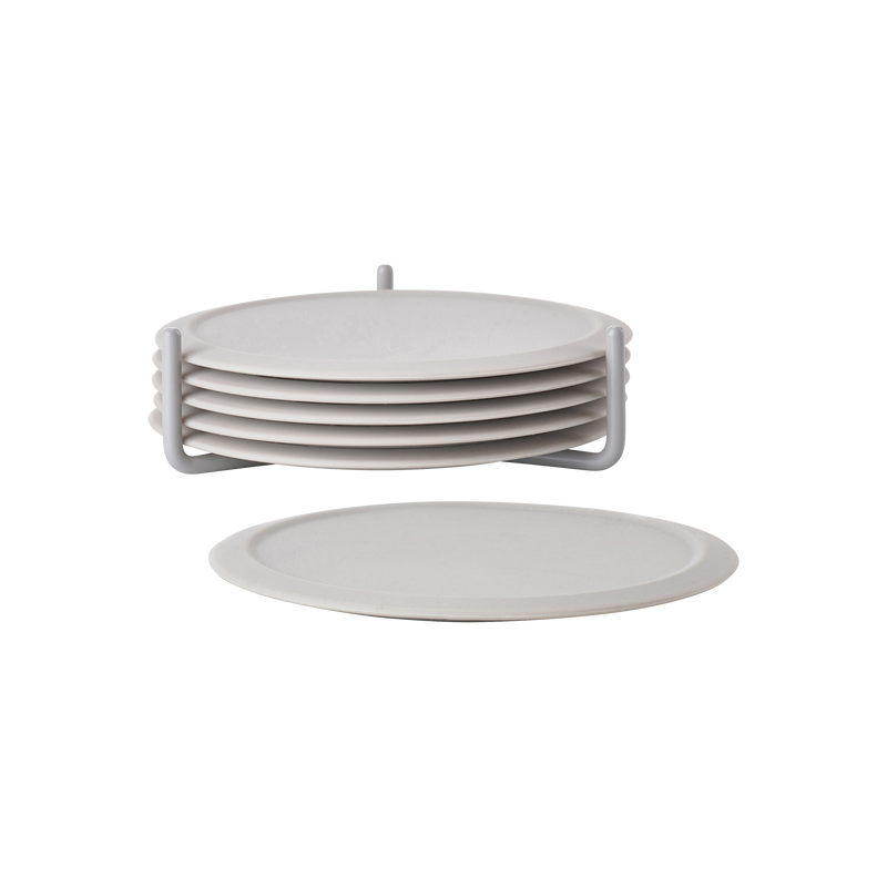 Coasters with Holder 6Un Warm Grey - Singles