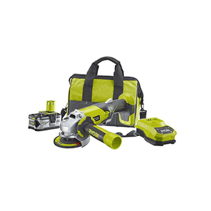 RYOBI ONE+ Cordless Angle Grinder Starter Kit, 18 V, Hyper Green