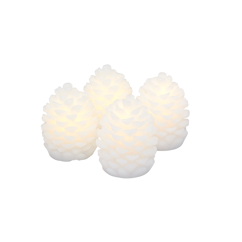 Set of 4 Mini Wax Cone Led 7cm - Clara