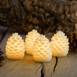 Set of 4 Mini Wax Cone Led 7cm - Clara