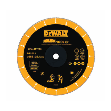 Disco de diamante para tronzadora corte en seco DeWalt (355 x 25.4 x 3mm)