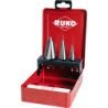 RUKO Set Of Conical Drills For Plates HSS-Co 5 (Drills Nº1,2,3 And 1 Pack Of Cutting Paste 30Gr - Industrial Box)