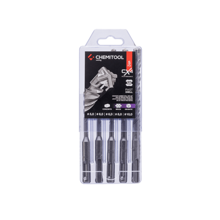 CHEMITOOL CUTTING CX4 PERFORMANCE Set of 5 SDS-PLUS Concrete Drill Bits