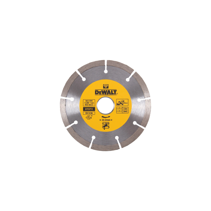 Discos diamantados segmentados para corte a seco DeWalt (125 x 22.2 x 7mm)