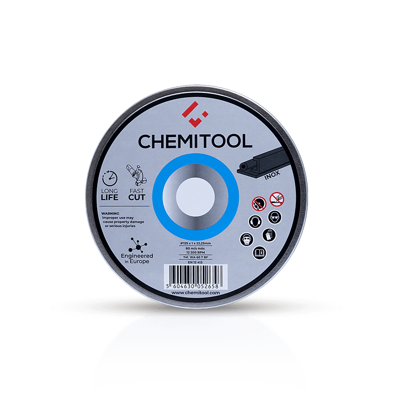 Metal Box com 10 discos de Corte de Inox CHEMITOOL Ø125mm