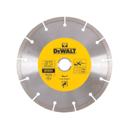 Discos diamantados segmentados para corte a seco DeWalt (180 x 22.2 x 7mm)