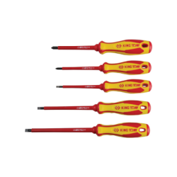 KING TONY 1000V Slotted and POZIDRIV® Screwdriver Set 5 Pieces