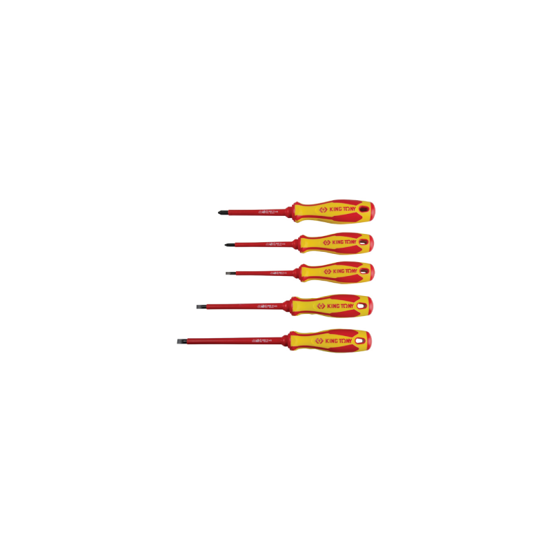 KING TONY 1000V Slotted and POZIDRIV® Screwdriver Set 5 Pieces KING TONY 1000V Slotted and POZIDRIV® Screwdriver Set 5 Pieces
