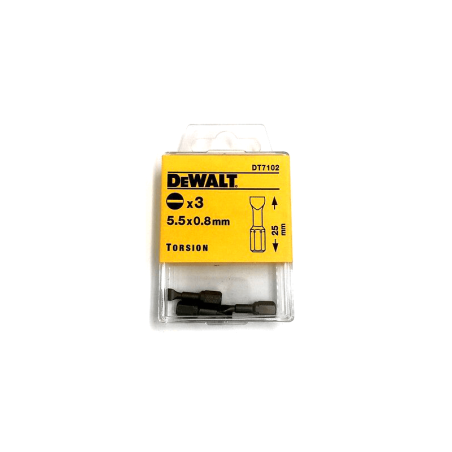 DEWALT POWER-TOOLS 3PCE Screwdriver Bits Box 5.5x0.8mm