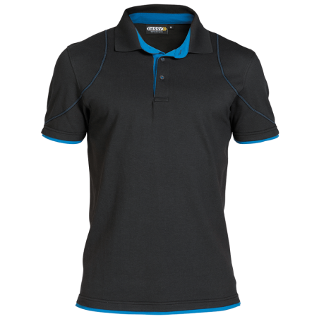 Polo Orbital L +/- 220 g/m² Preto/Azul Celeste DASSY