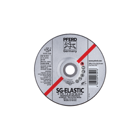 Discos De Rebarbar Linha Alto Rendimento SG-Elastic Alumínio/Metais Não Ferrosos PFERD E 150-7 A 24 N SG-Alu/22,23