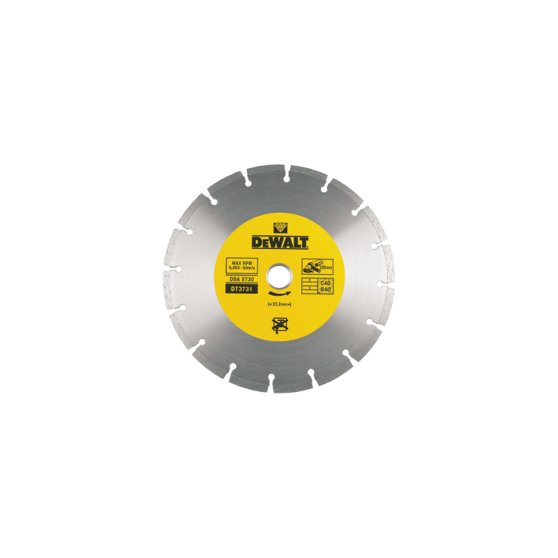 Discos diamantados segmentados para corte a seco DeWalt (230 x 22.2 x 7mm)