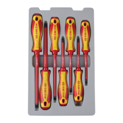 KING TONY 1000V Slotted and POZIDRIV® Screwdriver Set 7 Pieces
