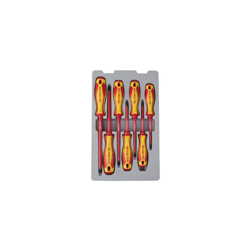 KING TONY 1000V Slotted and POZIDRIV® Screwdriver Set 7 Pieces