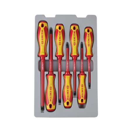 KING TONY 1000V Slotted and POZIDRIV® Screwdriver Set 7 Pieces