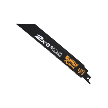Lâminas de serra sabre Extreme para corte em madeira e metal DeWalt (203mm x 1.8-1.4mm)