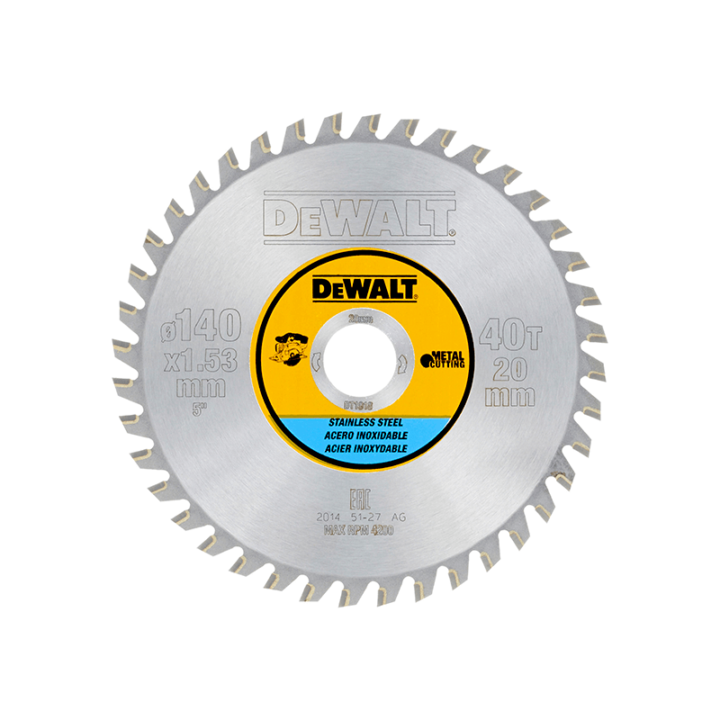 Lâmina para serra circular portátil para aço inoxidável DeWalt (140mm x 20mm x 40D)