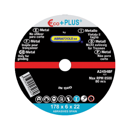 ECO+PLUS Steel Grinding Disc 230 x 6 x 22 mm