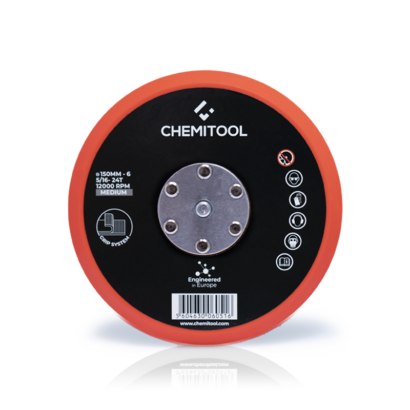 Prato suporte de discos de lixa autoaderentes CHEMITOOL  Ø 150 mm 6 furos 5/16