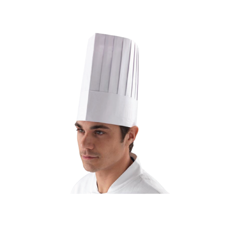 GORRO CHEFE PAPEL BRANCO COM PREGAS