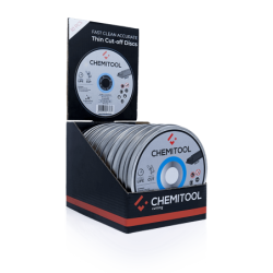 Expositor de Balcão com 10 Metal Boxes de 10 Discos de Corte Inox CHEMITOOL ø125mm