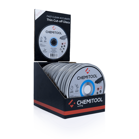 Expositor de Balcão com 10 Metal Boxes de 10 Discos de Corte Inox CHEMITOOL ø125mm
