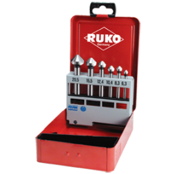 RUKO Taper And Deburring  Countersink Set DIN 335 Type C 90° HSS-Co 5 - 6 pcs. (Ø 6,3 - 8,3 - 10,4 - 12,4 - 16,5 - 20,5 mm)