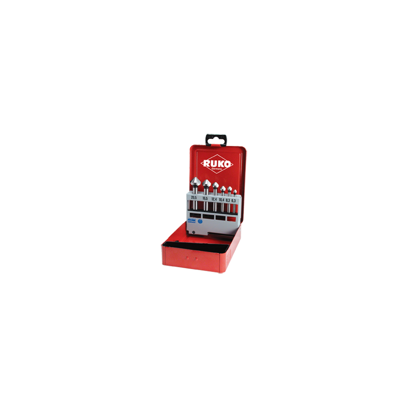 RUKO Taper And Deburring  Countersink Set DIN 335 Type C 90° HSS-Co 5 - 6 pcs. (Ø 6,3 - 8,3 - 10,4 - 12,4 - 16,5 - 20,5 mm)