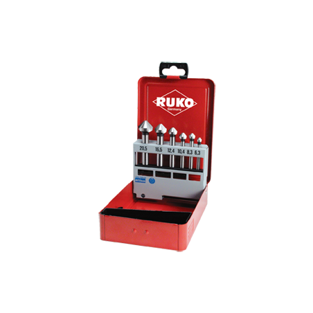 RUKO Taper And Deburring  Countersink Set DIN 335 Type C 90° HSS-Co 5 - 6 pcs. (Ø 6,3 - 8,3 - 10,4 - 12,4 - 16,5 - 20,5 mm)