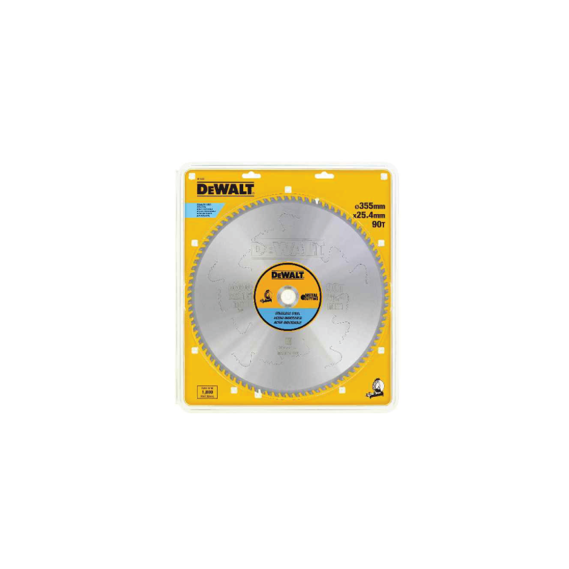 Hojas para sierra circular estacionarias para acero inoxidable DeWalt (355mm x 25.4mm x 90D) Hojas para sierra circular estacionarias para acero inoxidable DeWalt (355mm x 25.4mm x 90D)