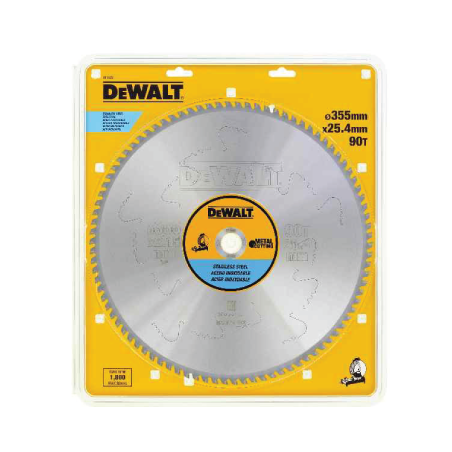 Hojas para sierra circular estacionarias para acero  inoxidable DeWalt (355mm x 25.4mm x 90D)