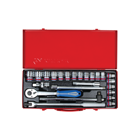 KING TONY 1/2' Socket Set Inch Size with Accessories - 24 (un.)