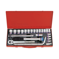 24PC 1/2" SOCKET SET METRIC 6PT CHROME