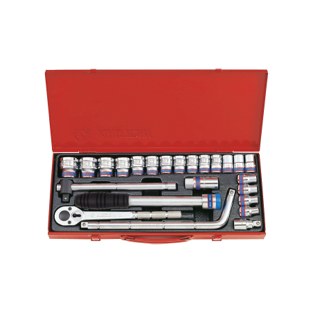 24PC 1/2" SOCKET SET METRIC 6PT CHROME