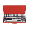 24PC 1/2" SOCKET SET METRIC 6PT CHROME