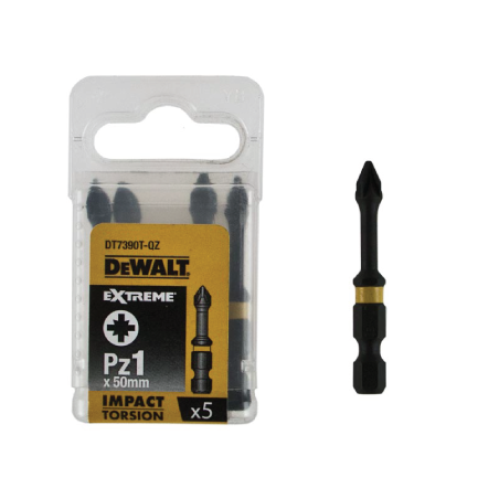 Pontas Torção de Impacto 5 x PZ1 DeWalt 50mm