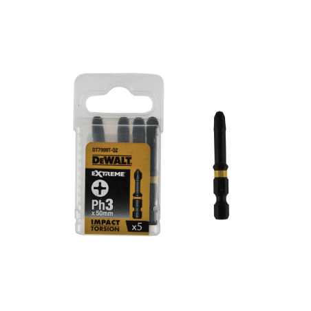 Puntas torsión de impacto 5xPH3 DeWalt 50mm