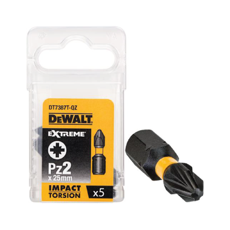 Pontas Torção de Impacto 5 x PZ2 DeWalt 25mm
