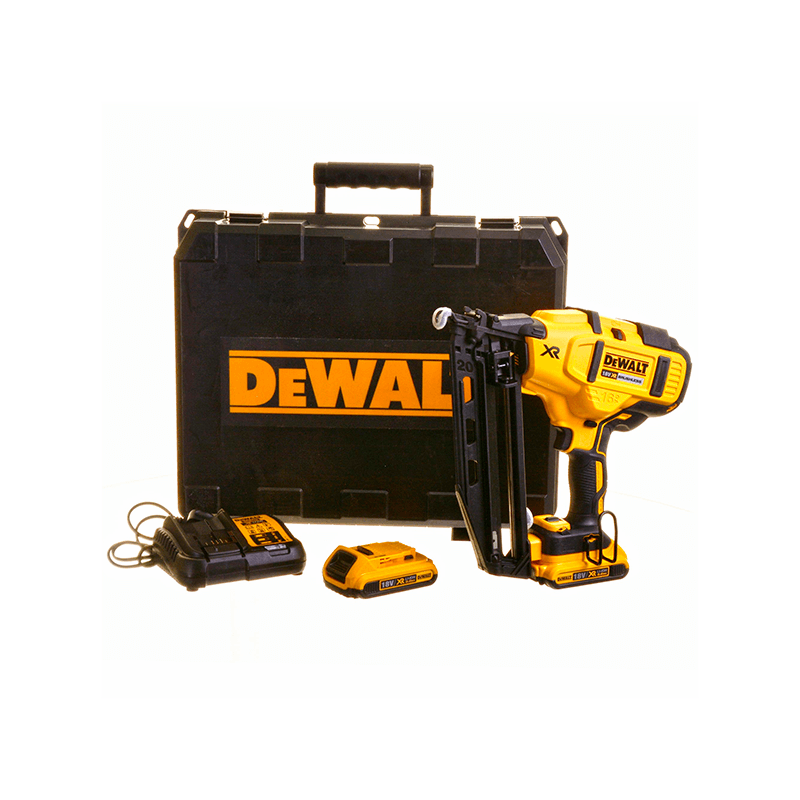 Pistola de Acabamentos sem escovas DeWalt XR 18V Li-Ion 2,0Ah 16 Gauge para pregos 63mm de 1,6mm