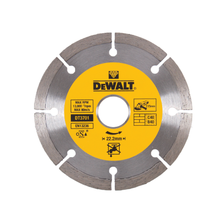 Discos diamantados segmentados para corte a seco DeWalt (115 x 22.2 x 7mm)