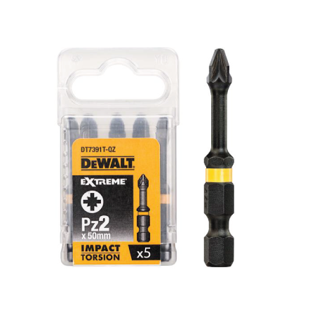 Pontas Torção de Impacto 5 x PZ2 DeWalt 50mm