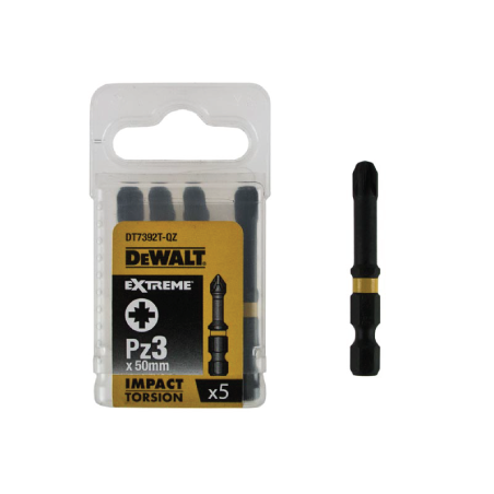 Pontas Torção de Impacto 5 x PZ3 DeWalt 50mm